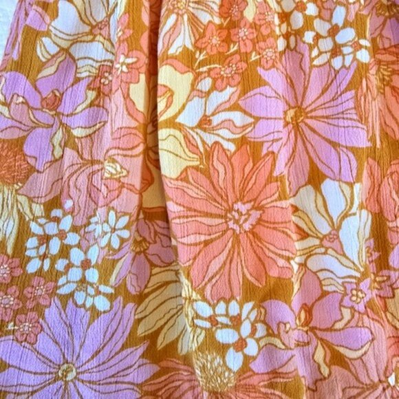 Billabong Women's Sundress Size XL Mini Dress Tiered Orange Vacation Boho Flowy - Picture 4 of 15